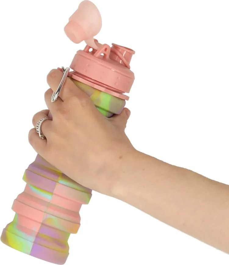 KIK Silikónová skladacia fľaša na vodu 500 ml, športová, viacfarebná