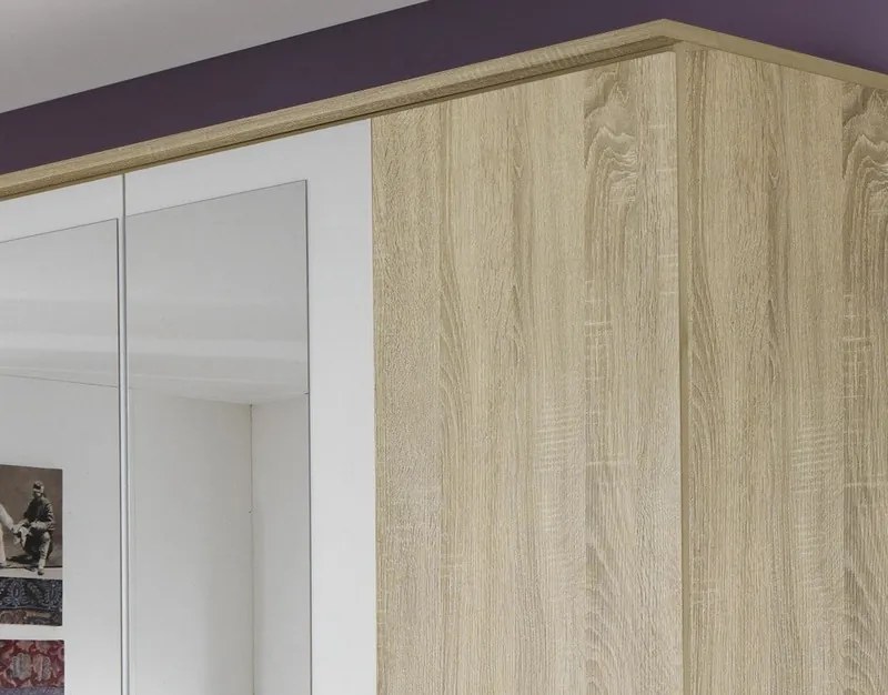 Šatníková skriňa Burano, 225 cm, dub sonoma/biela