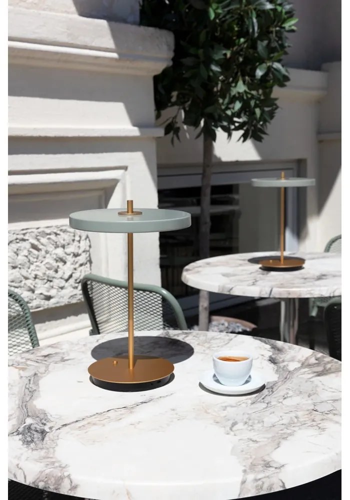 Svetlozelená LED stolová lampa so stmievačom s kovovým tienidlom (výška 31 cm) Asteria Move – UMAGE