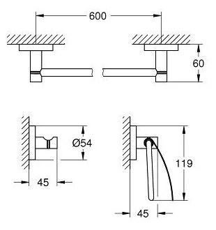 GROHE Essentials sada doplnkov do kúpeľne 3 v 1, chróm, 40775001
