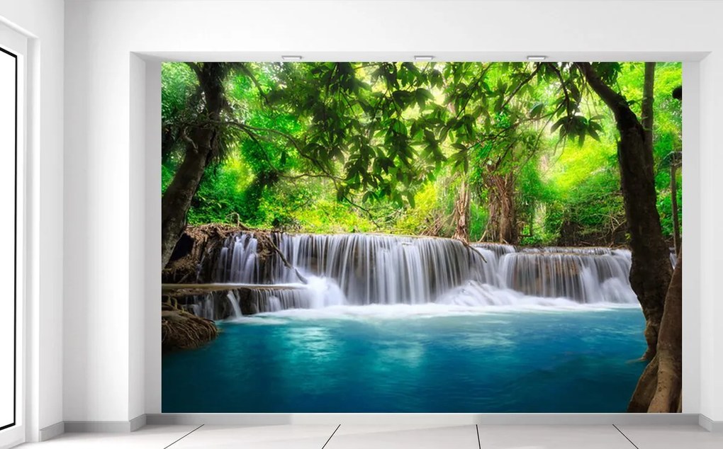 Gario Fototapeta Číry vodopád v džungli Veľkosť: 200 x 150 cm, Materiál: Vliesová