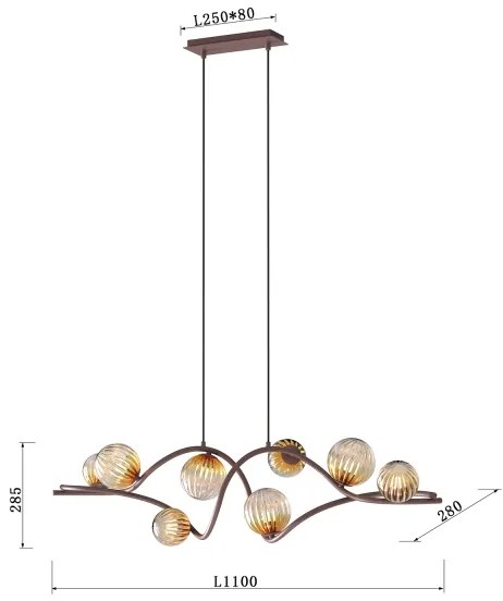 ONLI - Luster na lanku FRIDA 8xG9/10W/230V medená