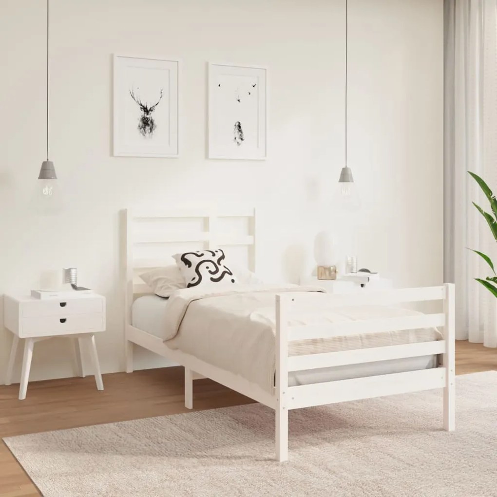 Posteľný rám, biely drevený masív 75x190cm malé jednolôžko 3105821