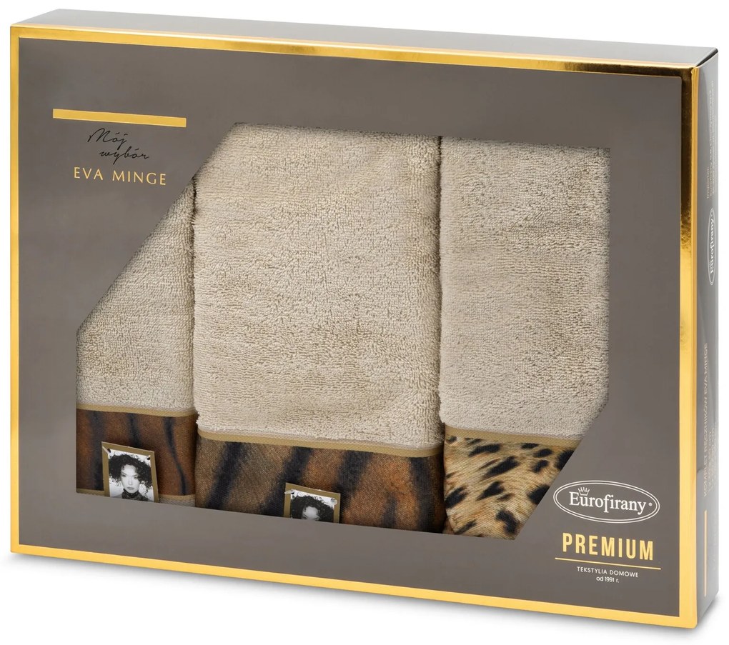 BAVLNENÝ UTERÁK EVA MINGE23 SADA 1KS 30X50 CM, 1KS 50X90 CM, 1KS 70X140 CM BÉŽOVÁ