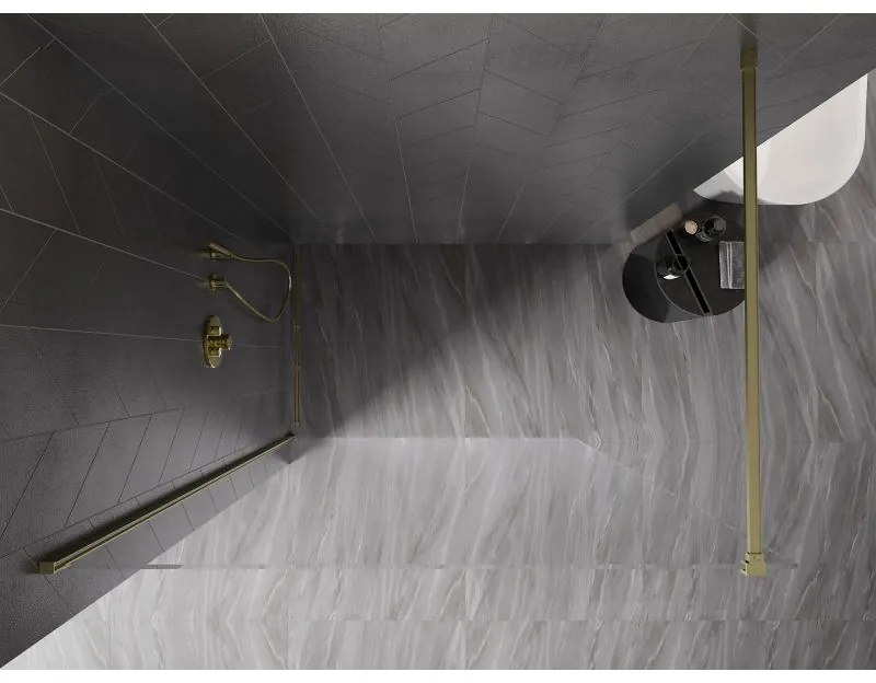 Mexen Kioto-X, sprchová zástena 160 x 200 cm, 10mm číre sklo, zlatý matný profil, 800-160-101-55-00-X