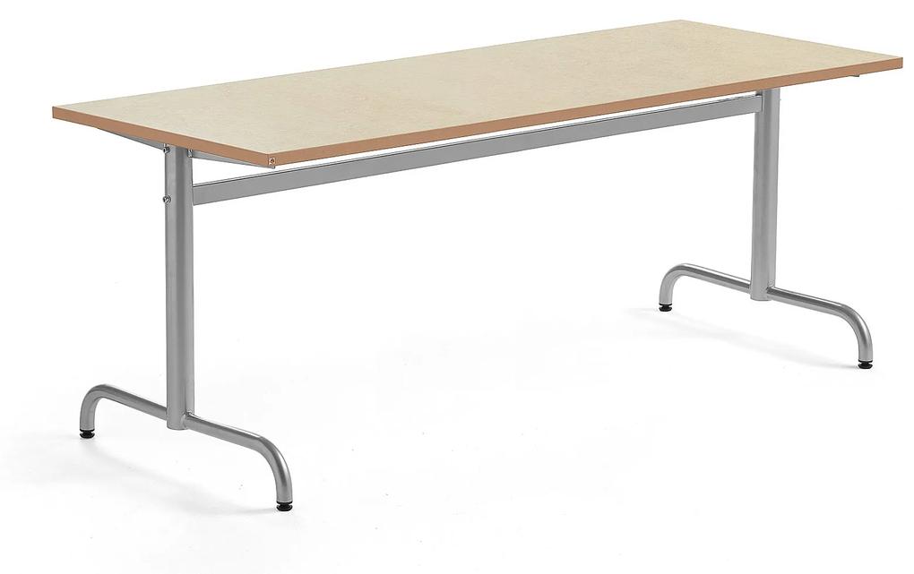 Stôl PLURAL, 1800x700x720 mm, linoleum - béžová, strieborná