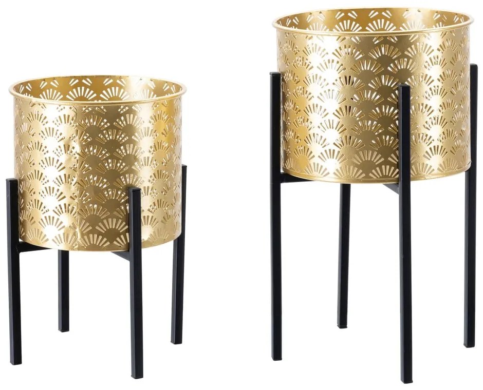 Súprava 2 stojanov na kvetináč v zlatej farbe Mauro Ferretti Glissy, výška 38 cm
