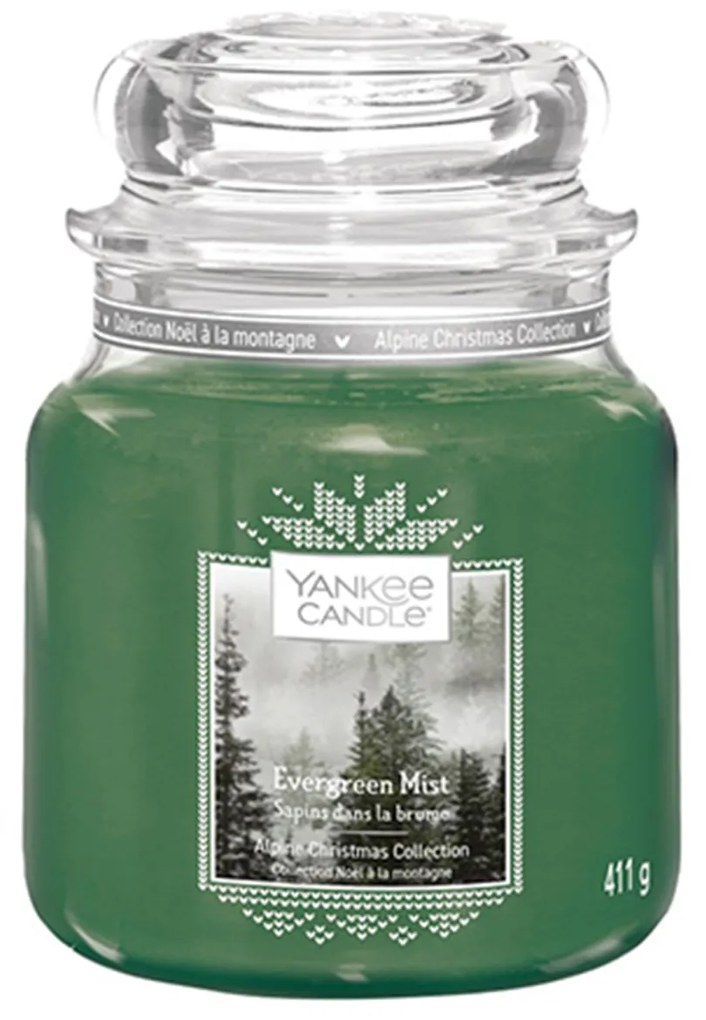 Yankee Candle zelené vonná sviečka Evergreen Mist Classic stredná