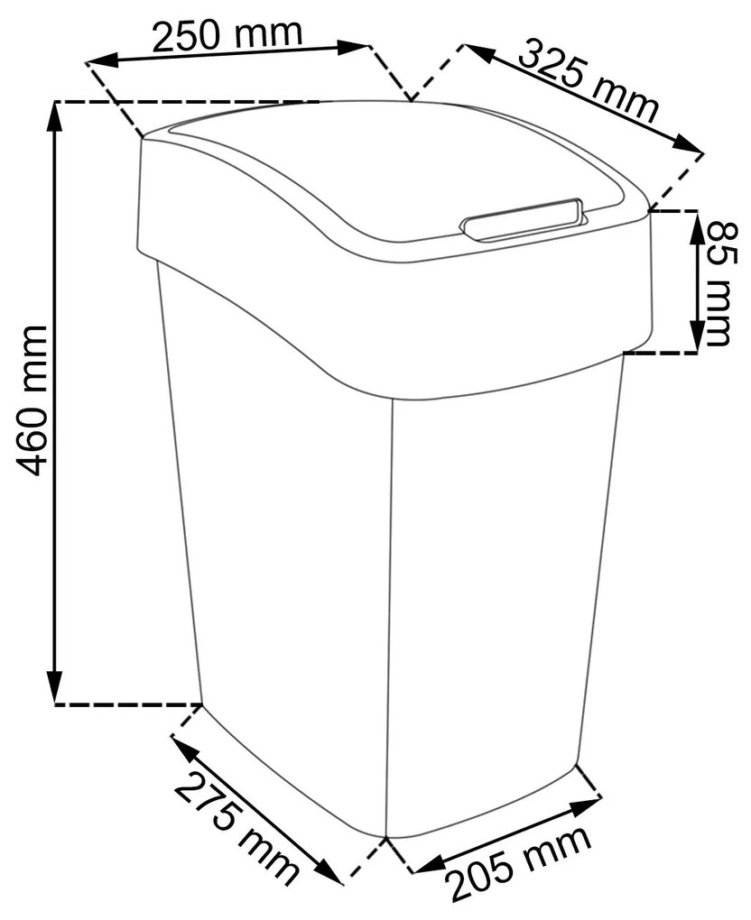 CURVER FLIP BIN PARIS 25L Odpadkový kôš 47 x 26 x 34 cm červená/sivá 02171-P67