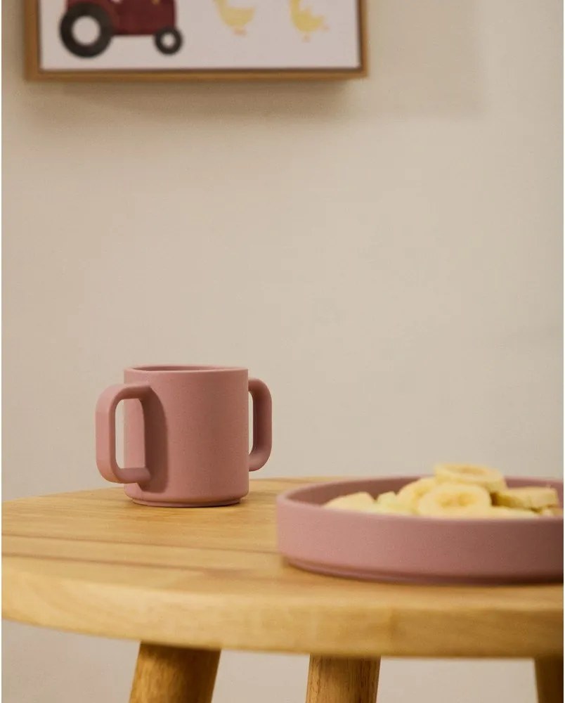 Svetloružové/tyrkysové silikónové detské hrnčeky v súprave 2 ks Lili – Kave Home