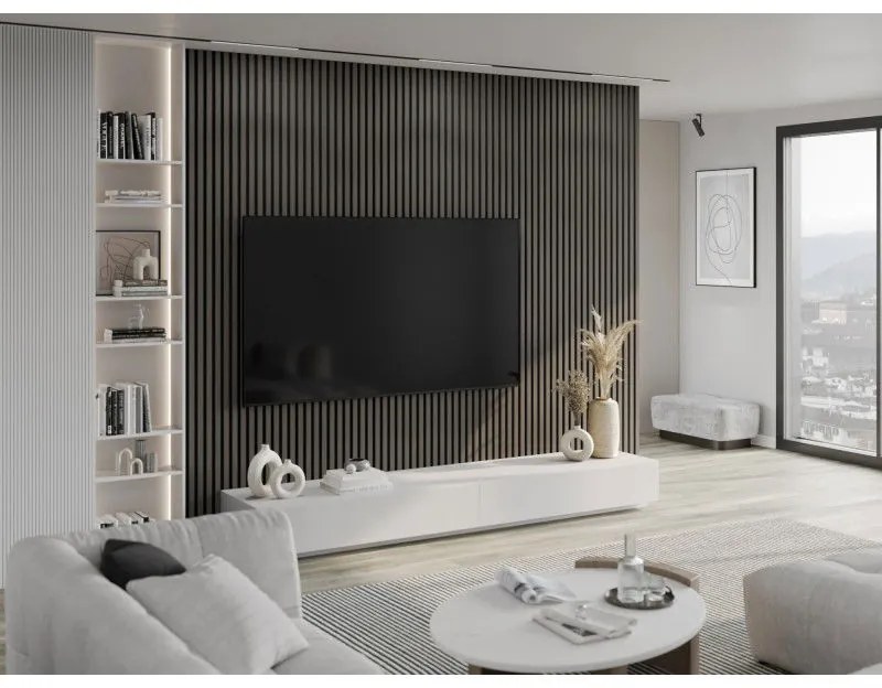 Mexen Lam-F, akustické stenové lamely 275 × 30 cm, plstený podklad 8 mm, technická dyha, dub ónyxový, S105-275307-3015-010