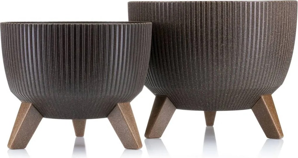 PLASTOVÝ KVETINÁČ ROSA LINEA ECO SADA 2KS 15X24,3 CM+18,3X29,2 CM HNEDÁ