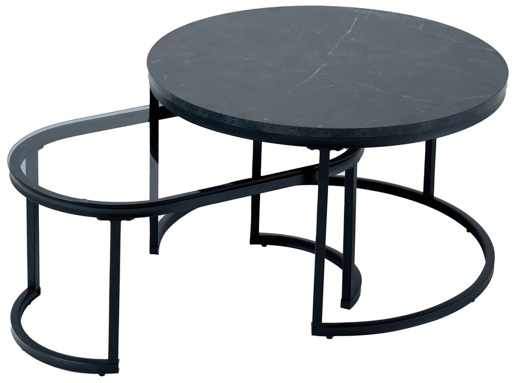 Konferenčný stolík Elegance set 2 70cm mramor čierny
