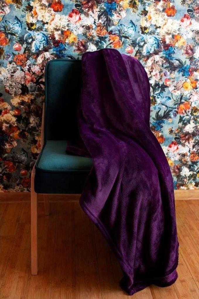 Luxusná jednofarebná fialová teplá deka