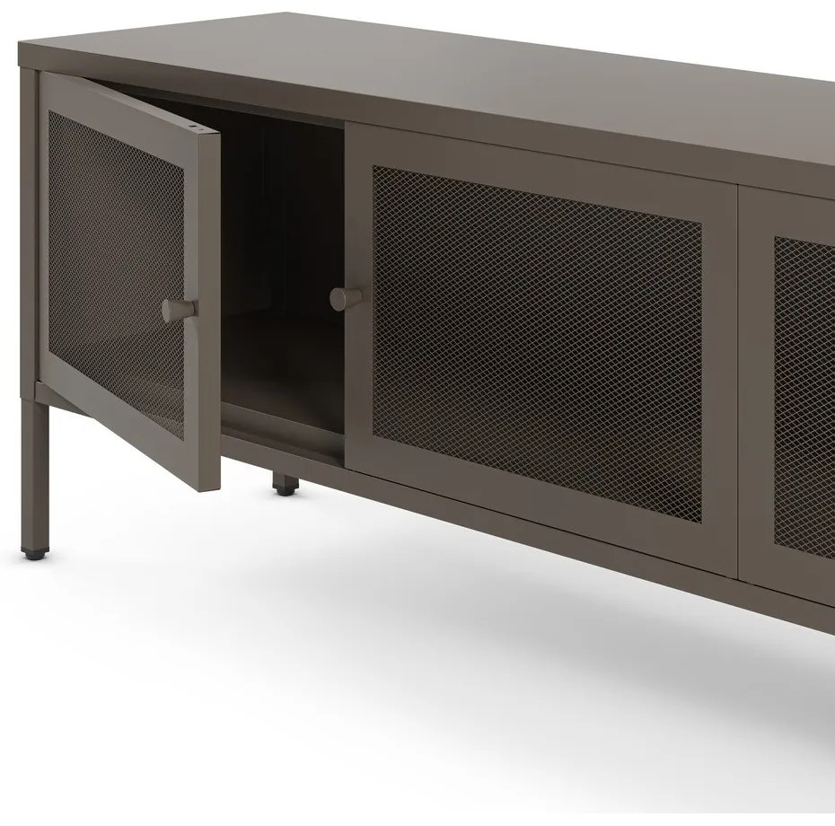 Sivý kovový TV stolík 160x50x35 cm Fayna – Marckeric