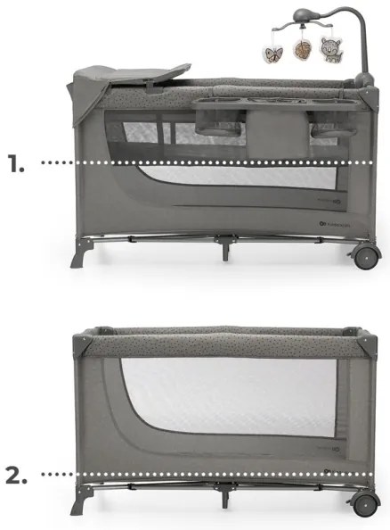 KINDERKRAFT - Cestovná postieľka JOY 2 s doplnkami šedá