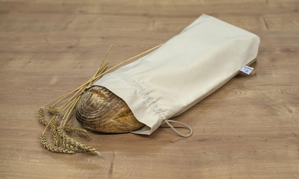 Wrap - up Funkční pytlík Wrapáček, obal na pečivo i chleba vel. M, režný bez potisku