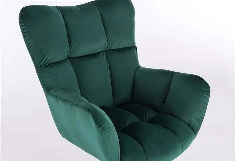 LuxuryForm DESIGN Otočné kreslo AURORA VELUR na čiernom tanieri - zelené