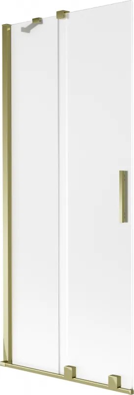 Mexen Velar, 2-krídlová posuvná vaňová zástena 85 x 150 cm, 8mm sklo námraza, zlatá lesklá, 896-085-000-31-50