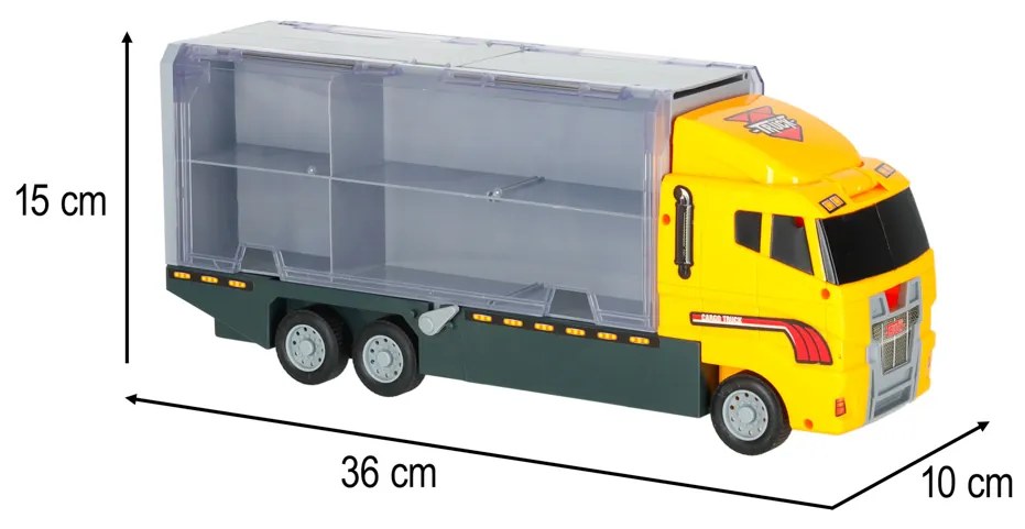 KIK Nákladné auto transportér so 6 kovovými stavebnými strojmi