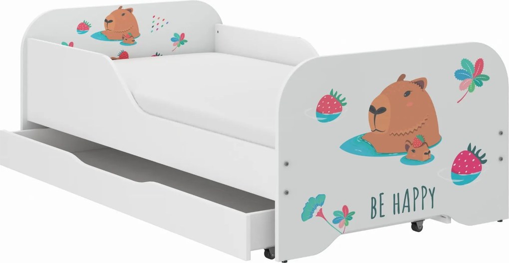 Wooden Toys Detská posteľ MIKI 160x80 + matrac KAPIBARA FAMILY