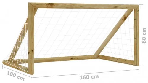 vidaXL Futbalová bránka so sieťou 160x100x80 cm impregnovaná borovica-