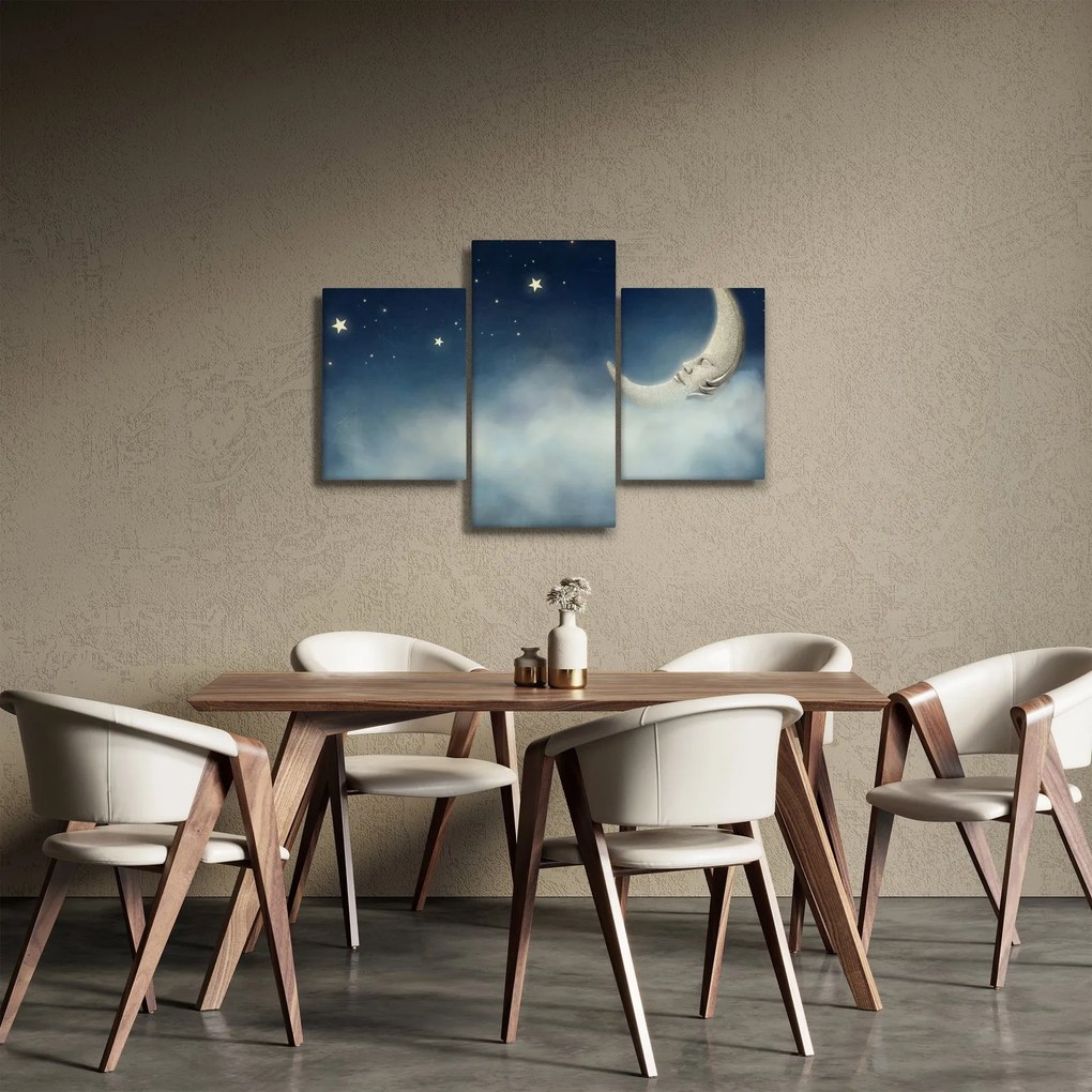 Obraz - Mesiac s hviezdami (90x60 cm)