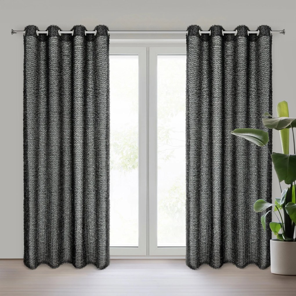 ZÁVES NA KRÚŽKOCH EVA MINGE TIFFANY 135X250 CM ČIERNA