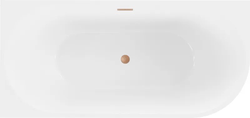 Mexen Mia, voľne stojaca rohová vaňa, lavá, 170 x 80 cm, biela, medený prepad, 52691708000L-65