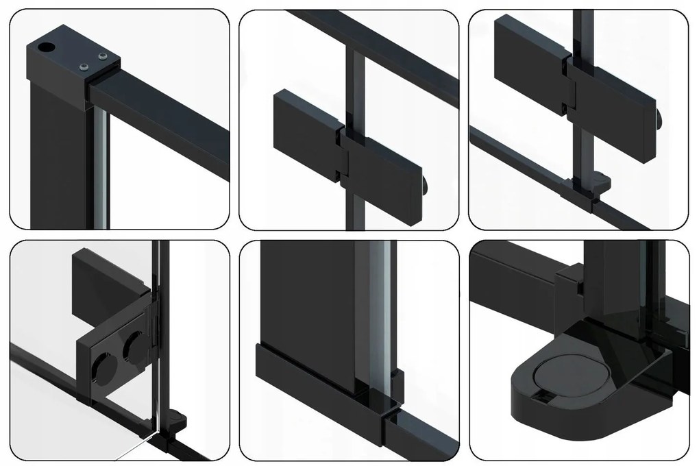 Rea Fargo Black, 1-krídlové sprchové dvere 110 x 195 cm, 6mm číre sklo, čierny profil, REA-K6325