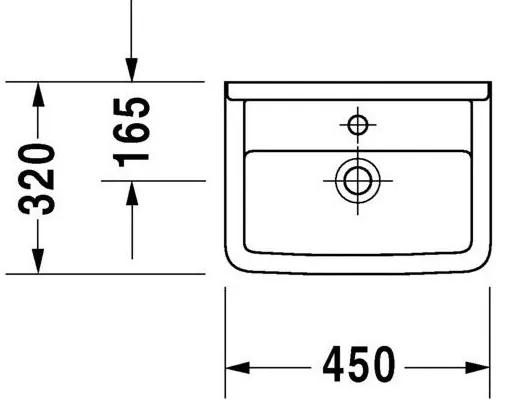DURAVIT Starck 3 závesné umývadielko s otvorom, s prepadom, 450 mm x 320 mm, s povrchom WonderGliss, 07504500001