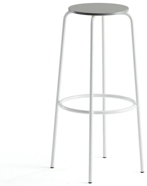 Barová stolička TIMMY, biely rám, svetlošedý sedák, V 830 mm