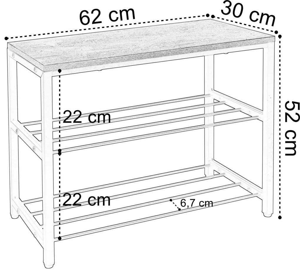 Botník STELLA 2 police rustikálna hnedá