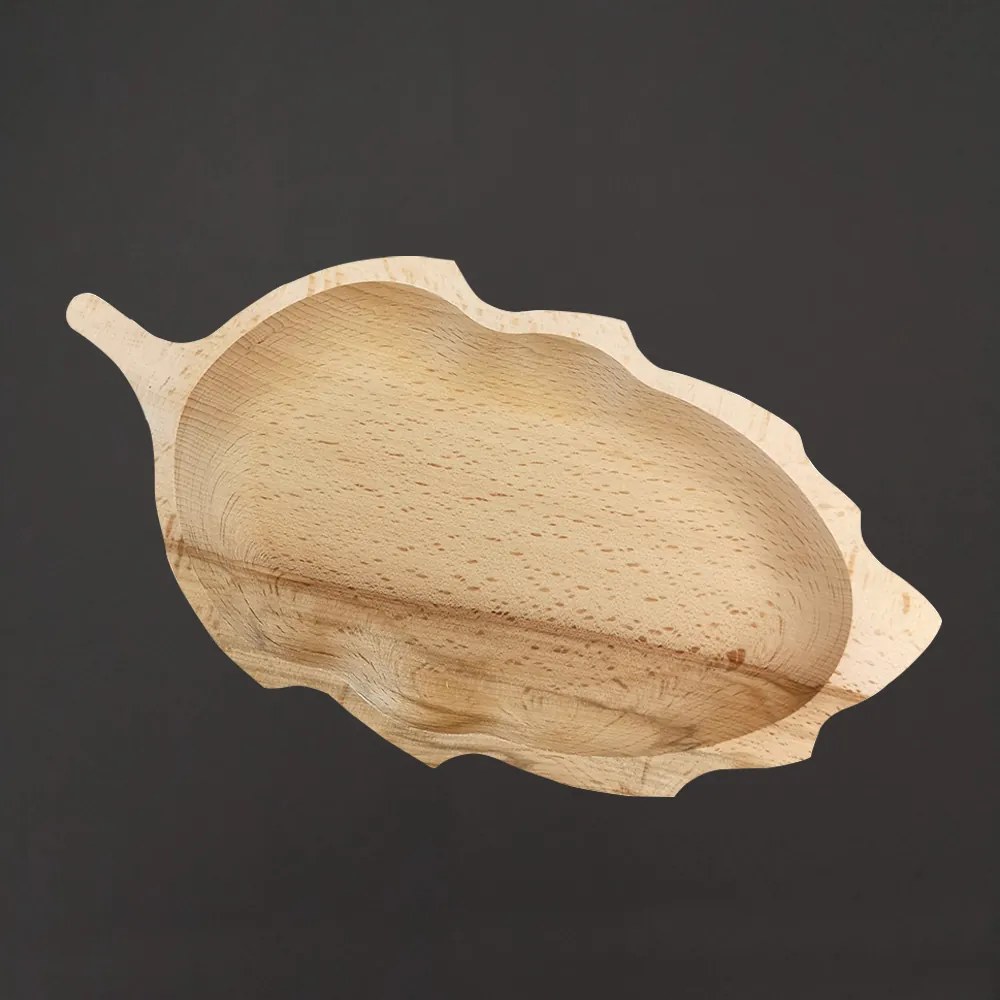 AMADEA Drevená miska list, masívne drevo, 34 cm