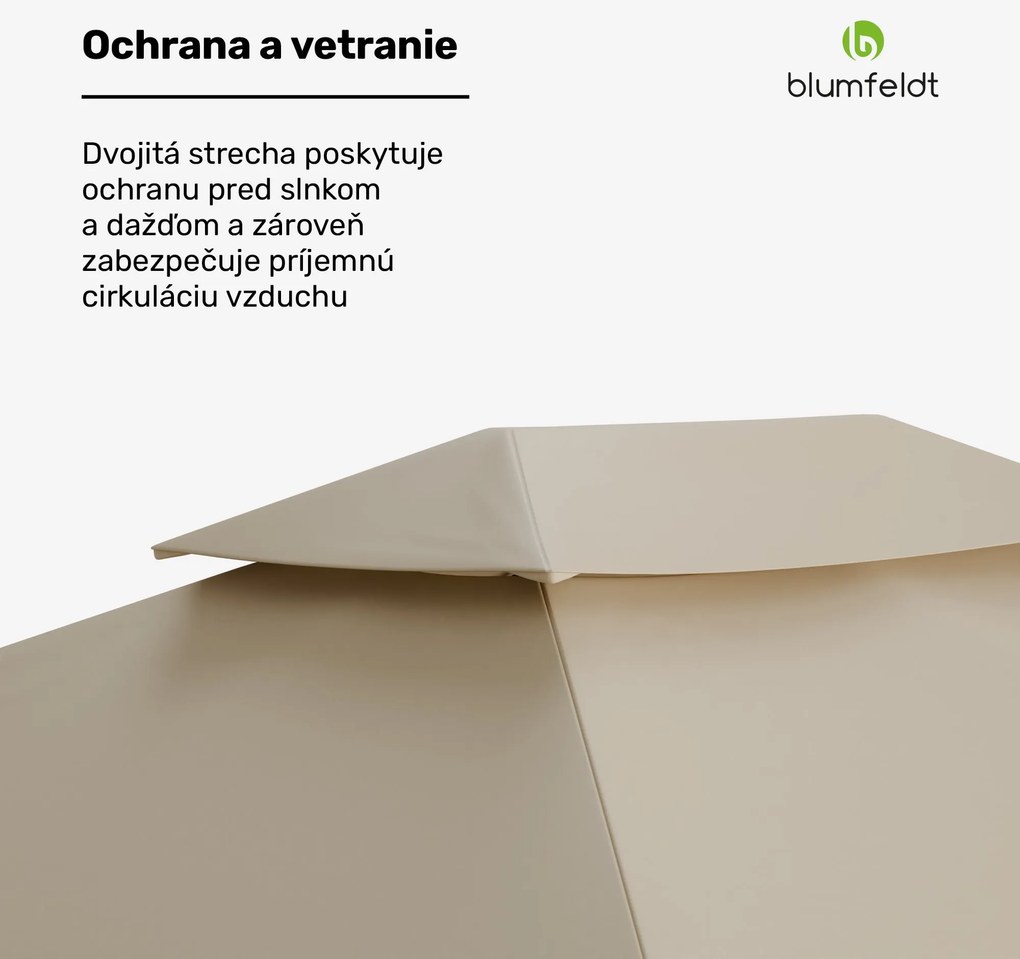 Blumfeldt Grandezza Cortina záhradný altánok 3x4 m, odolný voči poveternostným vplyvom, prášková farba, bočné rolety
