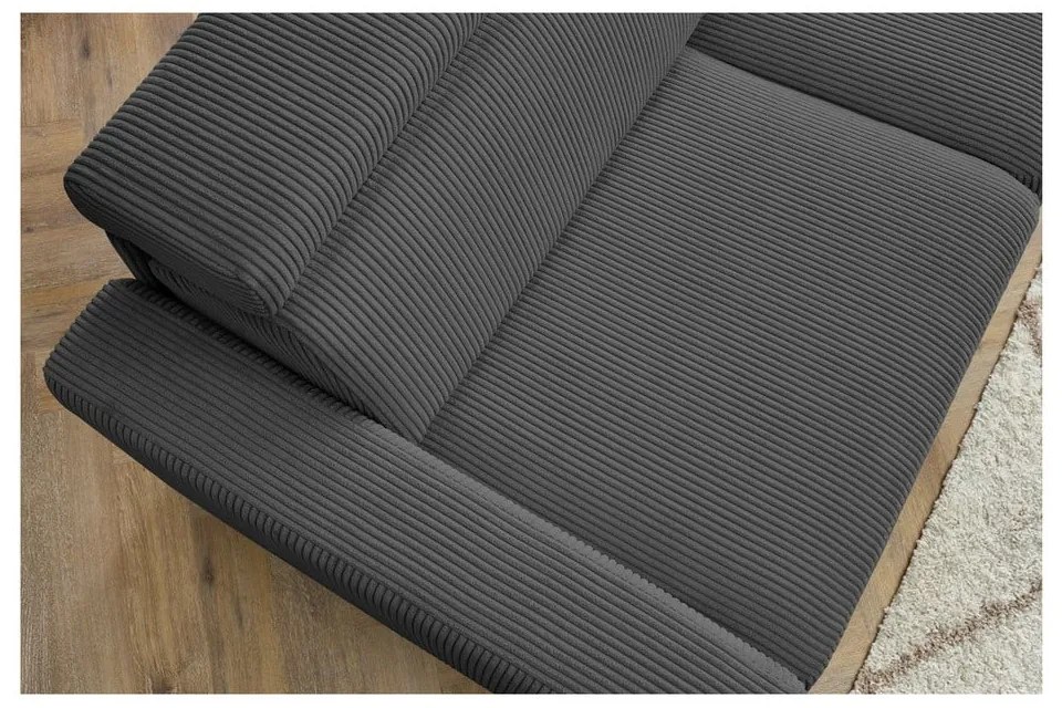 Tmavosivá menčestrová rozkladacia rohová pohovka (variabilná) Monaco – Bobochic Paris