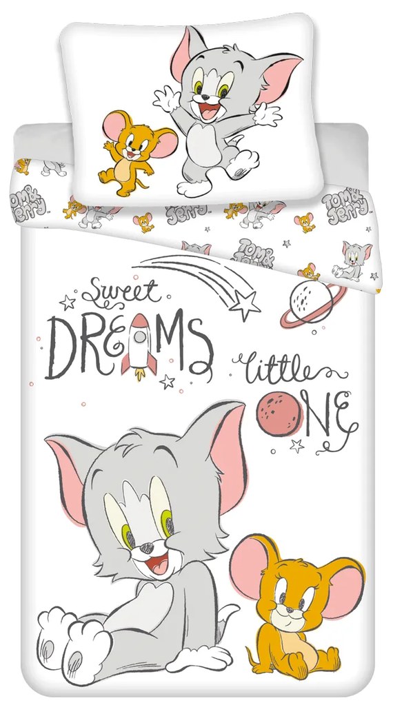 Jerry Fabrics Obliečka do postieľky Tom and Jerry "TJ050" baby, 100x135 / 40x60 cm