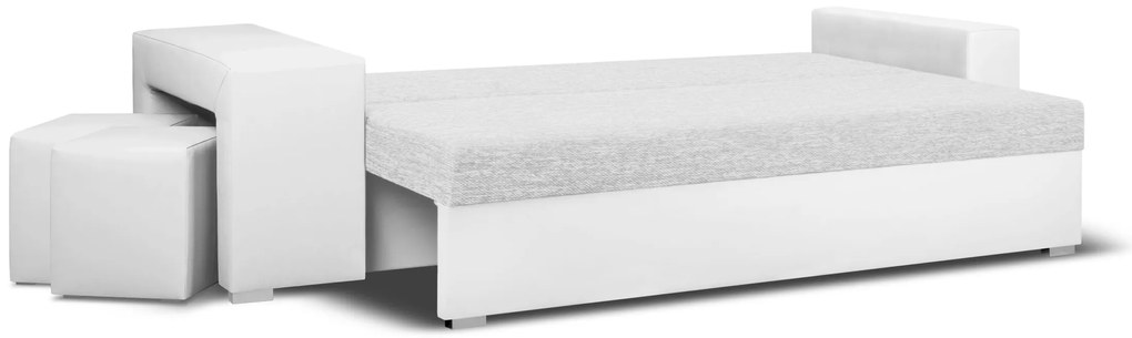 Rozkládací pohovka MILAN II Bílá + 2 Taburety