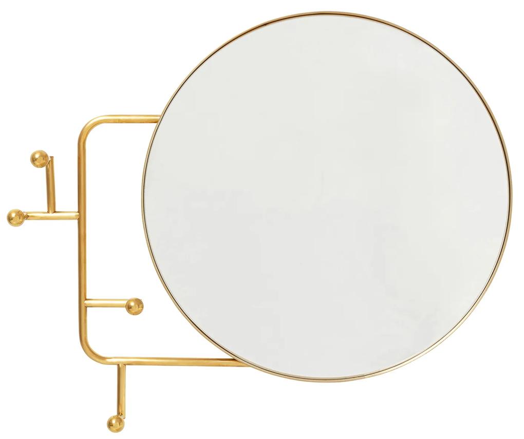 Tristan zrkadlo s vešiakmi zlaté Ø65 cm