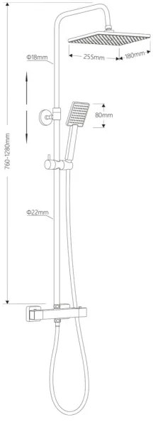 Aqualine - Sprchová sada s termostatickou batériou TALIA lesklý chróm