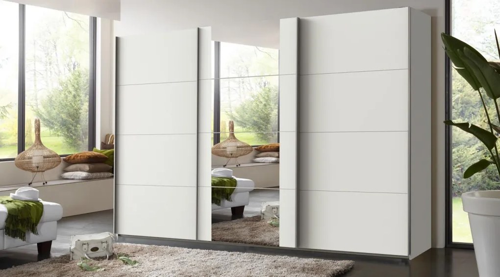 Šatníková skriňa Bern, šírka 313 cm/extra výška 236 cm, biela