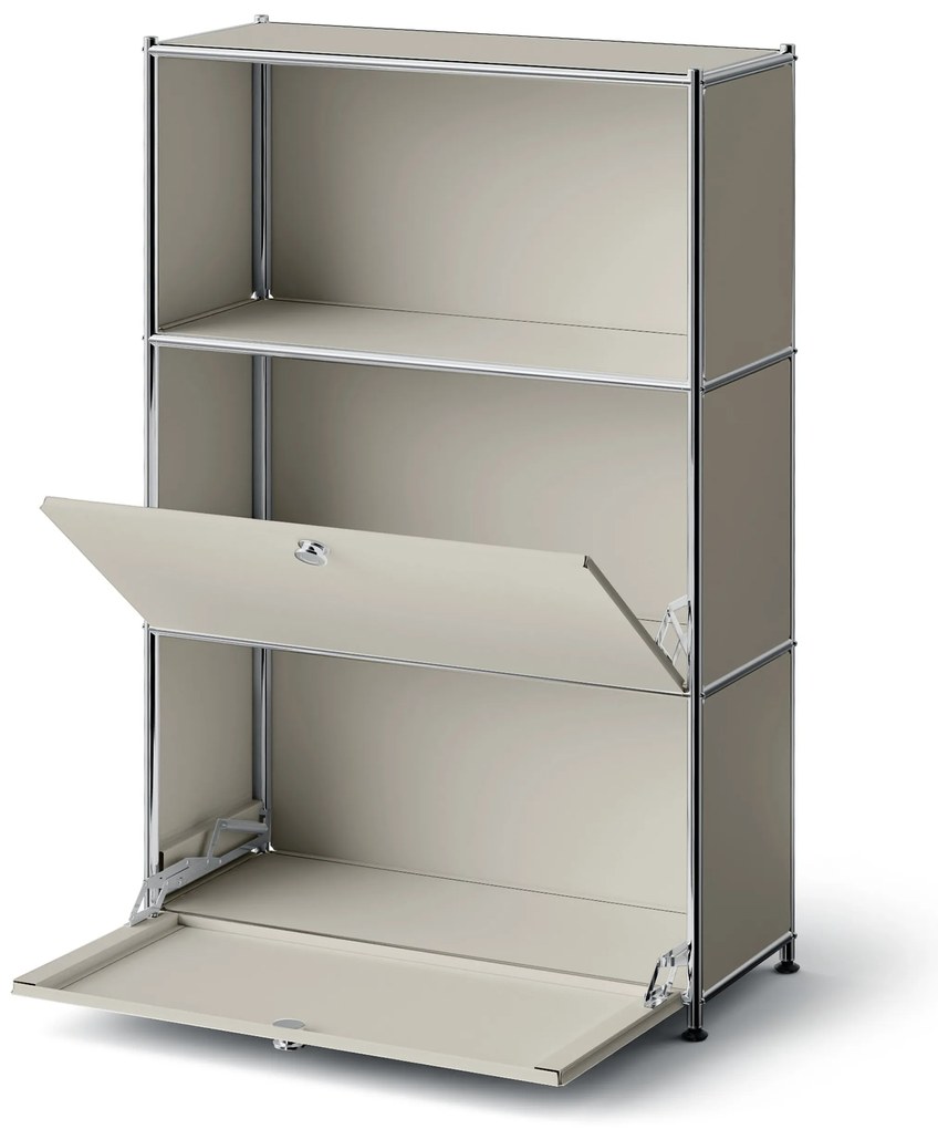 Kovová komoda »CN3 Slim Line« s 2 výklopnými priečinkami, svetlosivá