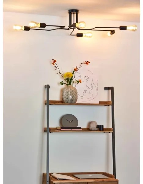 Lucide 21112/06/30 - Prisadený luster LESTER 6xE27/40W/230V čierna