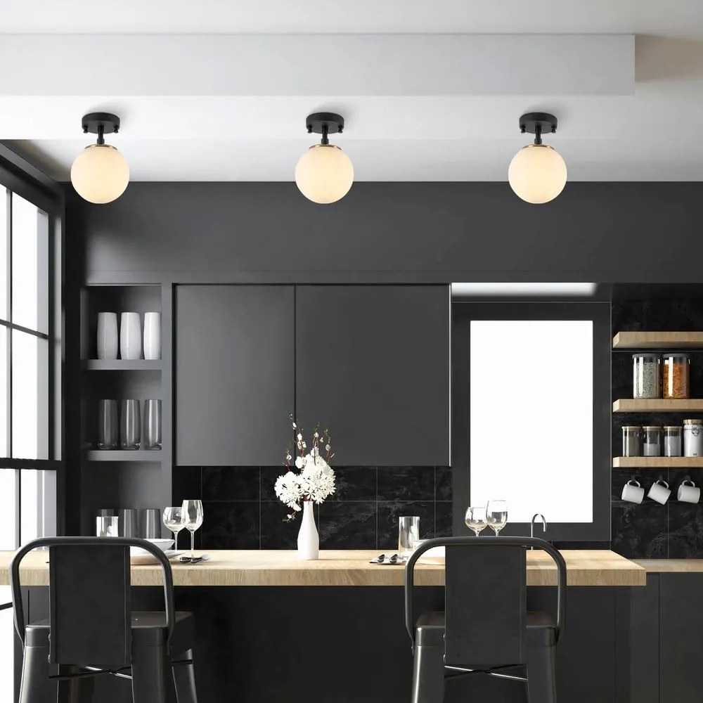 Čierno-biele stropné svietidlo so skleneným tienidlom ø 15 cm Atmaca – Opviq lights