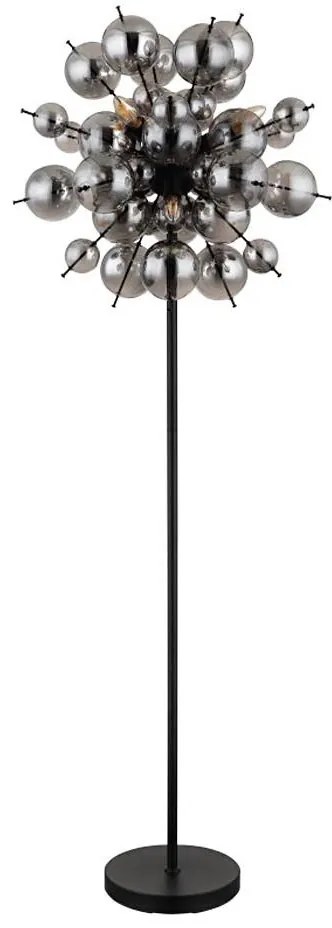 Globo 15633SS - Stojacia lampa UDO 6xE14/25W/230V čierna/dymová