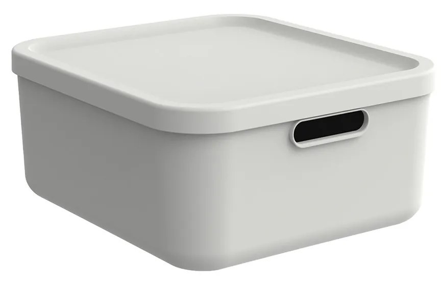 Úložný box, rovný s vekom, 20 l, matná biela ALBU LIGHT, 40 x 36 x 18