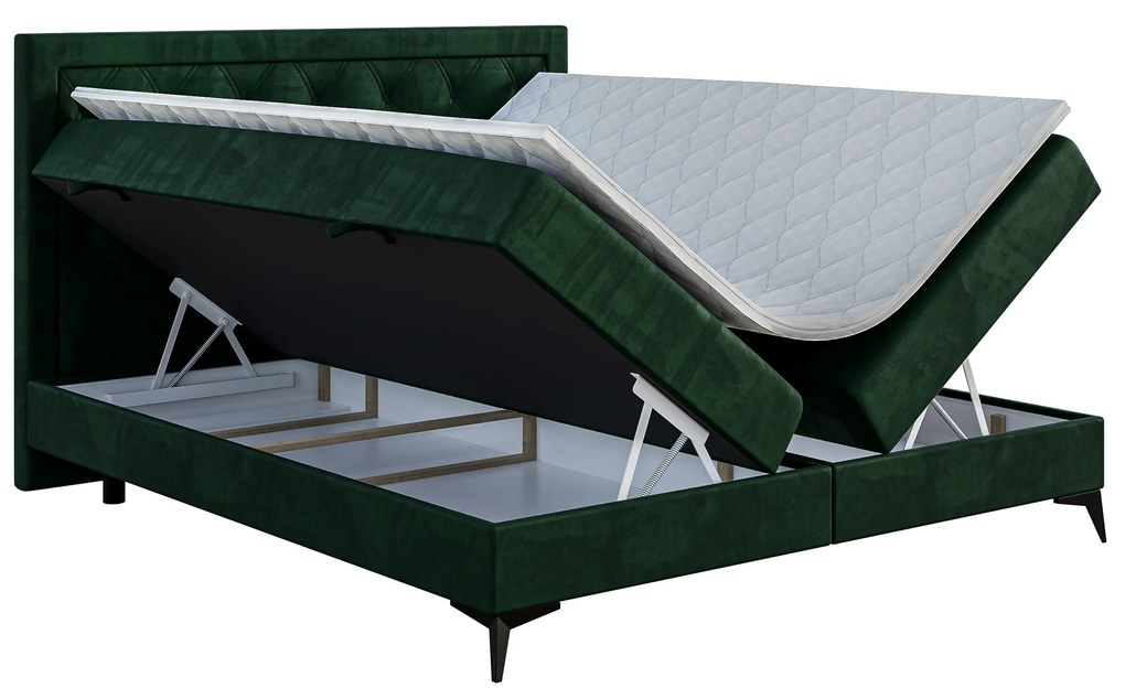 Kontinentálna posteľ 160 cm Dustin (tmavozelená) (s matracom a úl. priestorom). Vlastná spoľahlivá doprava až k Vám domov. 1043363