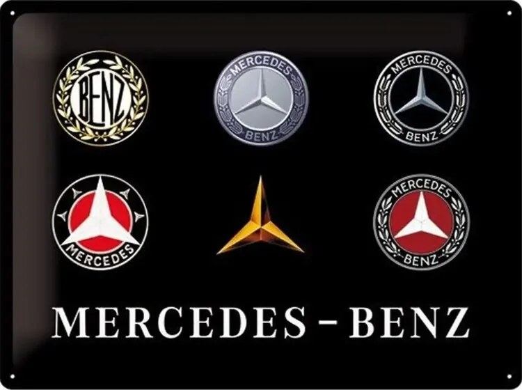 Plechová ceduľa Mercedes-Benz - Logo Evolution, (40 x 30 cm)