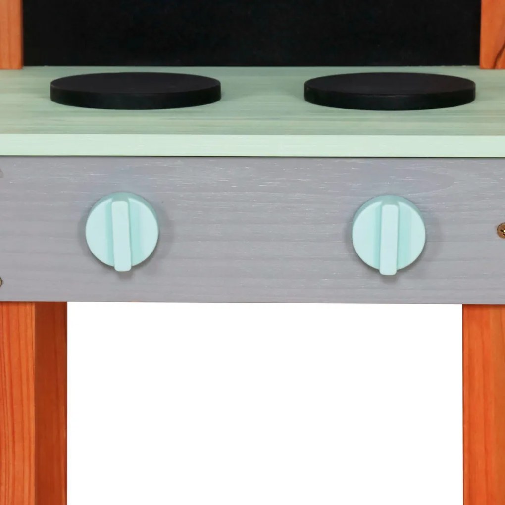 KIK Blatová drevená kuchynka pre deti - záhradná, mobilná, s príslušenstvom a umývadlom