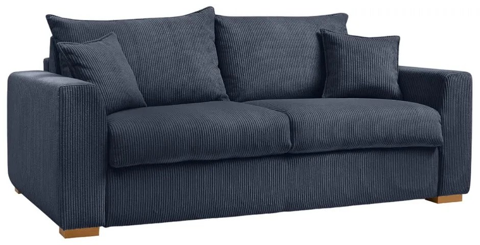 Tmavomodrá menčestrová rozkladacia pohovka 225 cm Augustin – Bobochic Paris